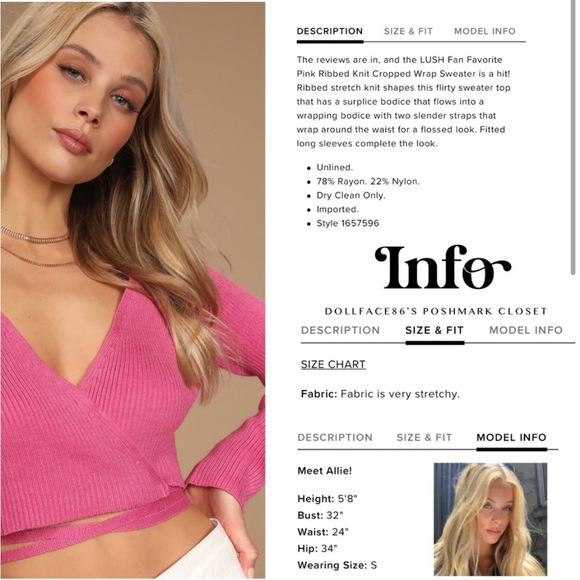 NWT Lulu’s Pink Ribbed Knit Wrapped Waist Crop Top - Picture 2 of 12